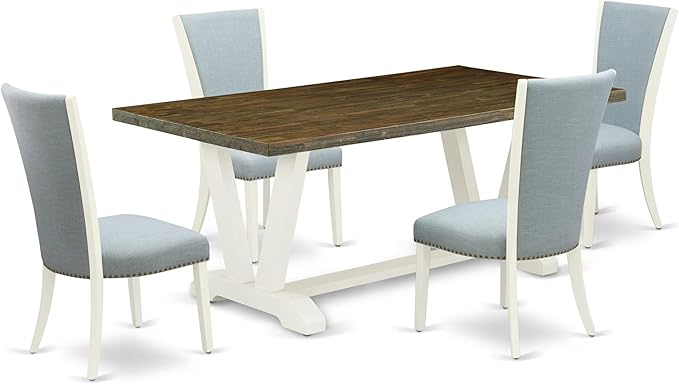 East West Furniture V077VE215-5 5 Piece Dining Set Includes a Rectangle Dining by EastWestFurniture