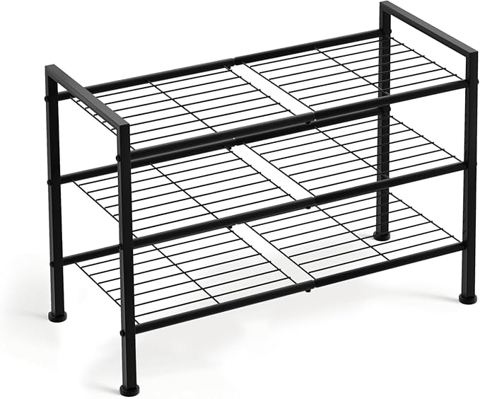 Simple 3 Tier Shoe Rack, Metal Stackable Shoe Storage Organizer by DONGRONG