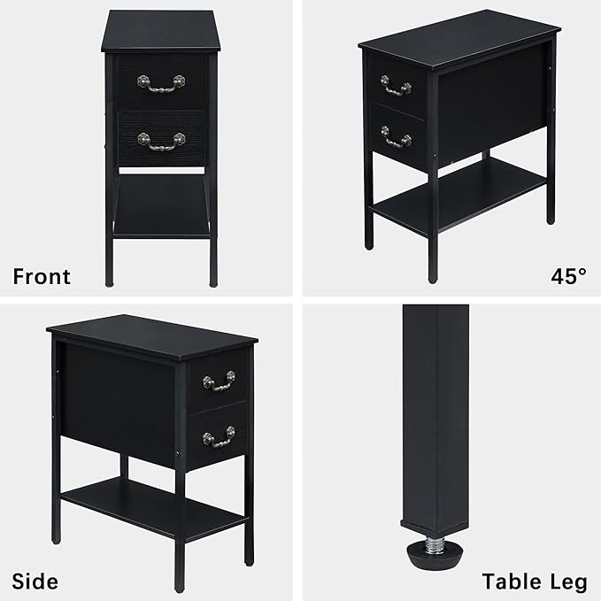 VECELO End Tables, Narrow Nightstand - Image 8
