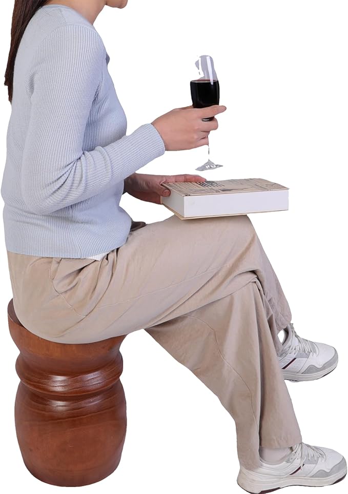 Compact Natural Wood Tree Stump End Table – Small 15.75" H Rustic Accent Table - Image 8