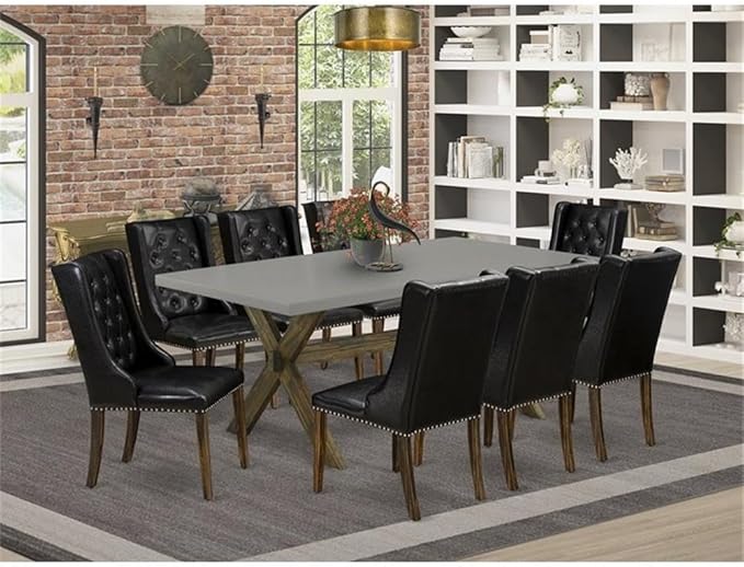 East West Furniture X797FO749-9 9 Piece Dining Set Includes a Rectangle Dining - Image 2