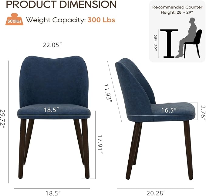 COLAMY Upholstered Dining Chairs Set of 2, Modern PU Leather Dining Room - Image 5