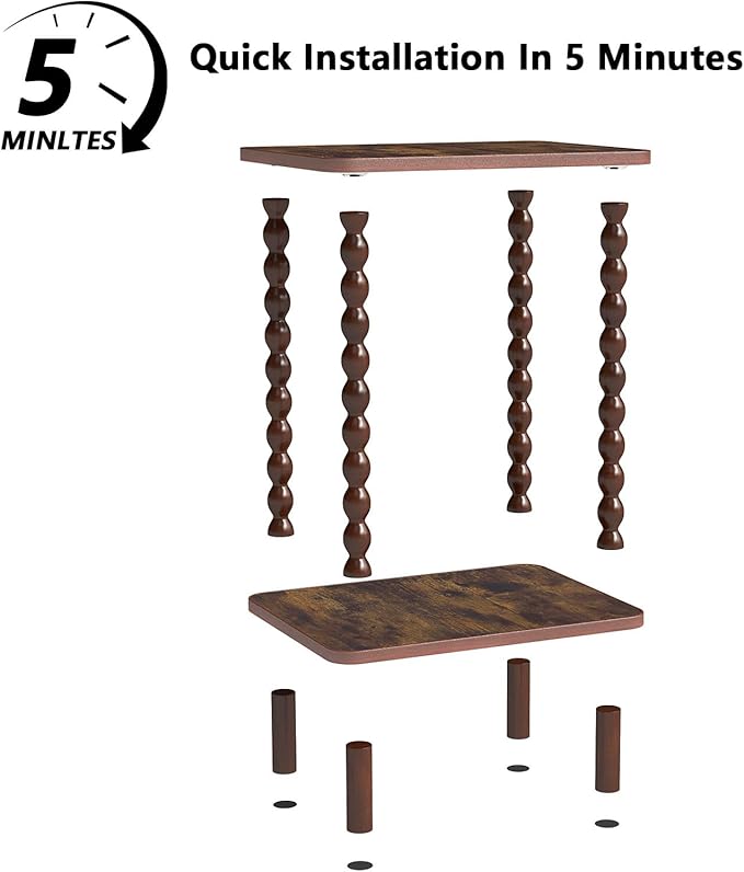 2-Tier End Table, Vintage Side Table, Solid Wood Bedside Table - Image 9