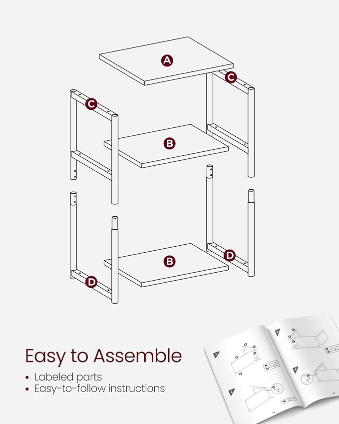 VASAGLE Side Table, Small End Table, Tall Nightstand - Image 8