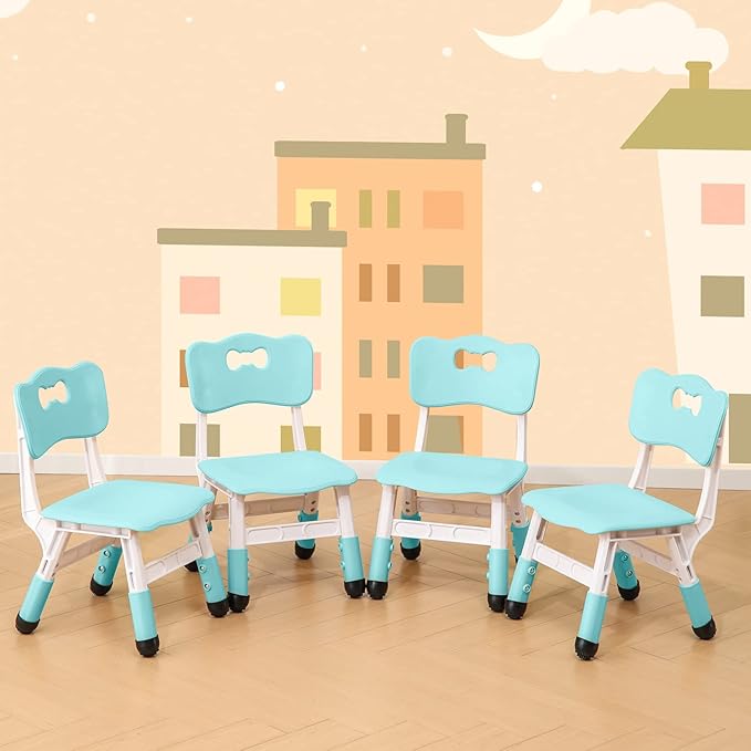 4 Piece Kids Chair Set 3 Levels Adjustable Stackable Kids Chairs Ideal by WHY+TOYS