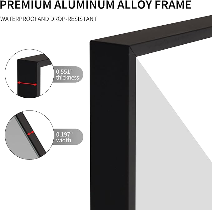 Black Bathroom Mirror for Wall, Rectangle Mirrors - Image 4