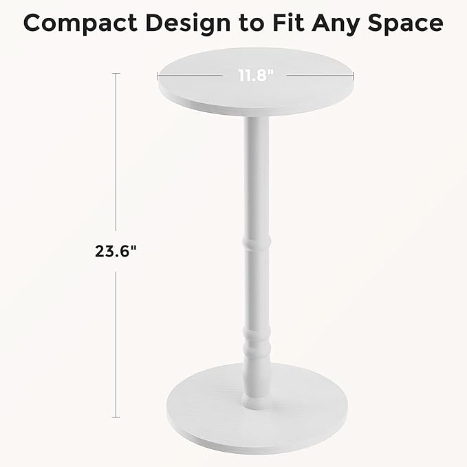 Round Side Table, Solid Wood Pillar - Image 3