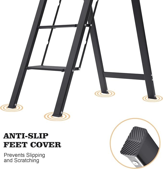 KINGRACK Aluminium 4 Step Ladder, Lightweight Step Stool - Image 4
