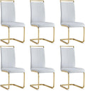 Modern Dining Chairs Set of 6, High Back Light Grey Kitchen Chairs, Faux by Gopop