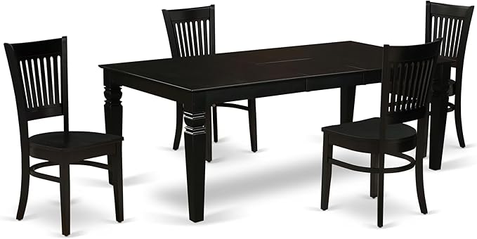 East West Furniture LGVA5-BLK-W 5 Piece Kitchen Table & Chairs Set Includes a by EastWestFurniture