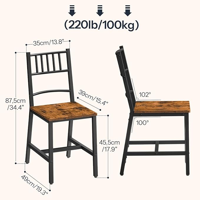 HOOBRO Kitchen Chairs Set of 2, Wooden Dining Room Chairs - Image 3
