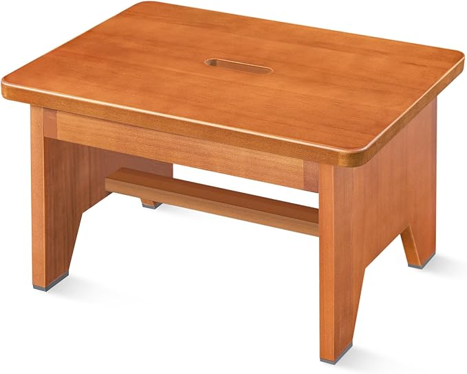 Wooden Step Stool for Adults, 9.1''High One Step Stool for High Bed/Kitchen by HouseJoy