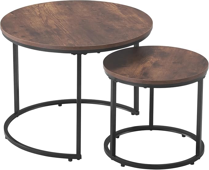 VEVOR Nesting Tables, Coffee Table Set of 2, 23.6 inch Round Coffee Table - Image 11