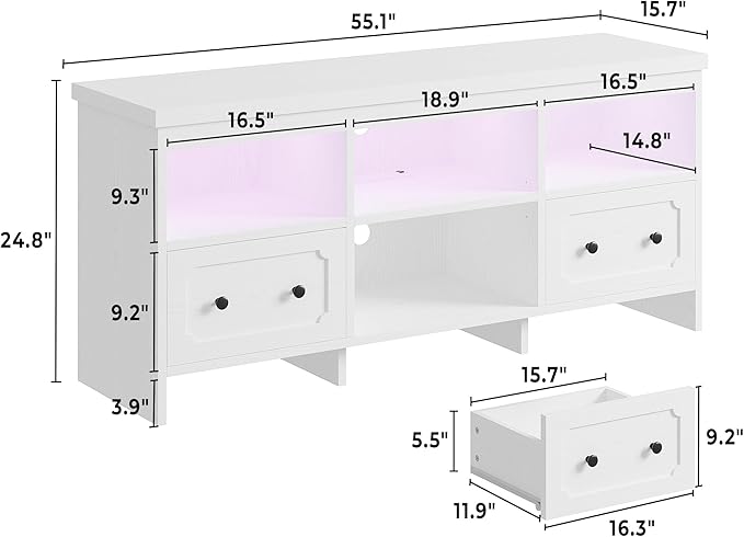 IRONCK TV Stand for 65 Inch TV, Power Outlets and Open Shelf, Media Console TV - Image 2