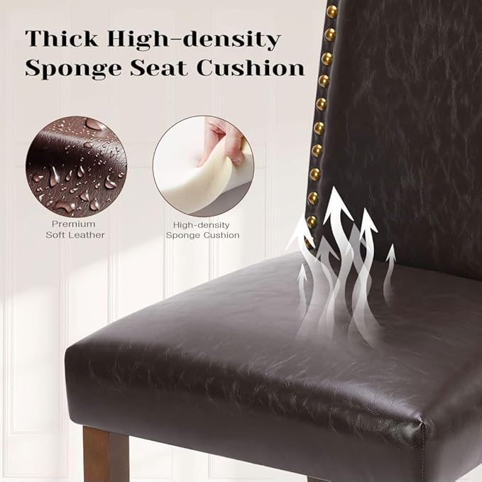 Kitchen Chairs Set of 6 Modern Upholstered Fabric Seat - Image 4