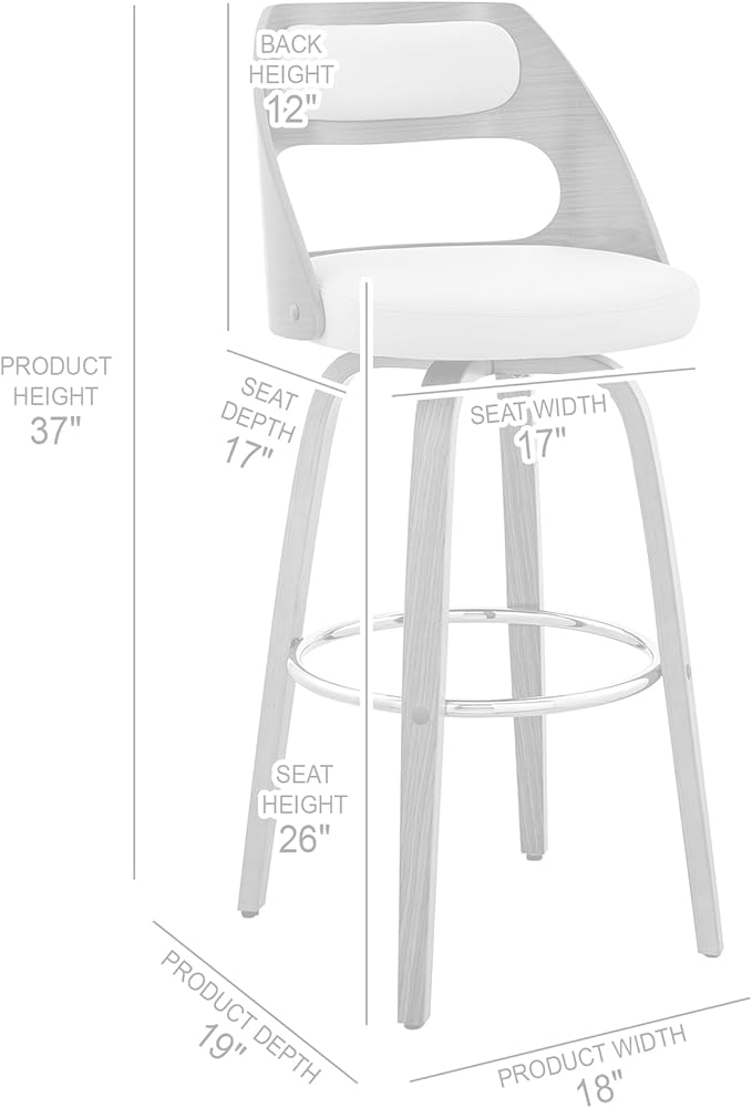 Armen Living Julius Mid Century Modern Swivel Bar Stool - Image 3