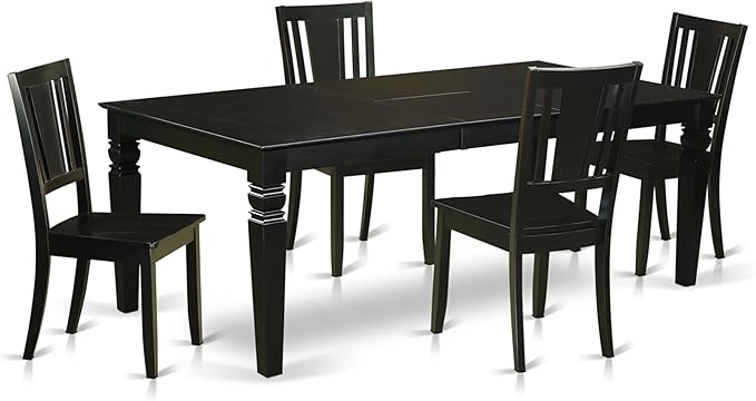 East West Furniture LGDU5-BLK-W 5 Piece Dining Set Includes a Rectangle Dining by EastWestFurniture