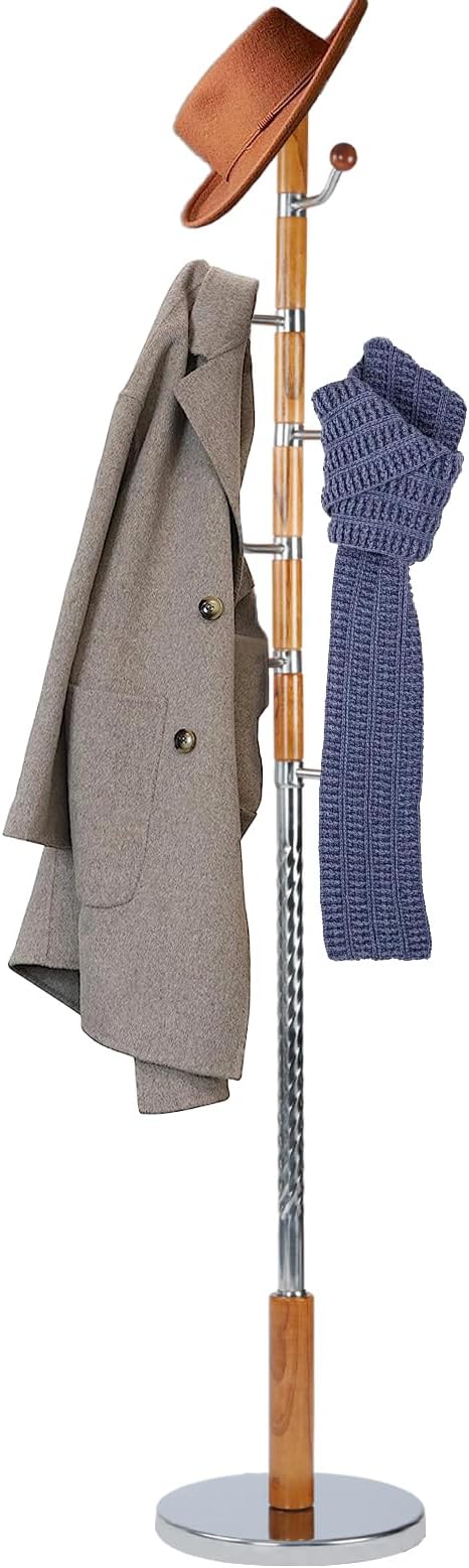 68 in Wood Coat Rack, Coat Rack Freestanding - Image 7