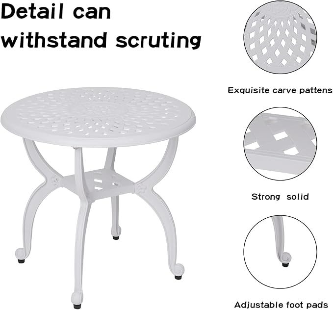 JARDIN DE CENTENNIAL Cast Aluminum Outdoor Side Table, Anti-Rust Outdoor End - Image 5