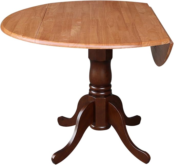 International Concepts Round Dual Drop Leaf Ped Table, Cinnamon/Espresso - Image 4