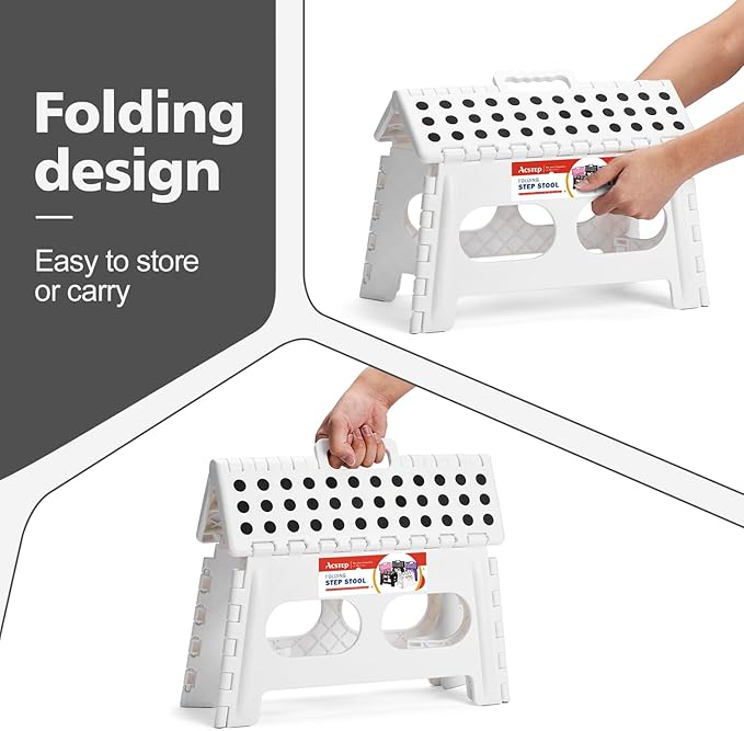 ACSTEP Folding Step Stool 9 Inch, 15-Inch Extra Wide Heavy Duty Stepping Stool - Image 5