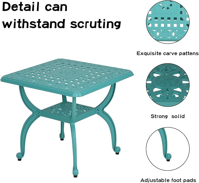 JARDIN DE CENTENNIAL Cast Aluminum Outdoor Side Table, Anti-Rust Outdoor End - Image 5