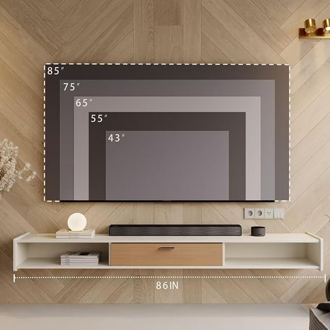86'' Floating TV Stand, Wall Mounted TV Console, Floating TV Cabinet, Under TV - Image 8