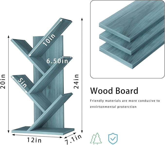 5 Tier Tree Book Shelf, Small Desktop Bookshelf - Image 3