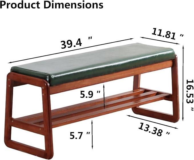 Shoe Rack Bench, Solid Wood Entryway Bench - Image 2
