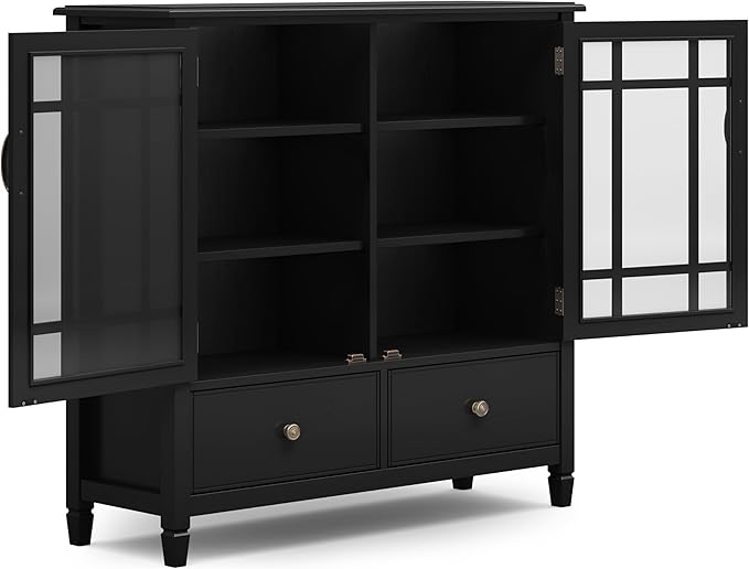 SIMPLIHOME Connaught SOLID WOOD 46 inch Wide Traditional Tall Storage Cabinet - Image 4