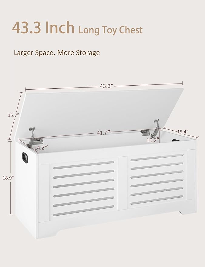 DINZI LVJ Storage Chest, 43.3” Wooden Toy Box - Image 8