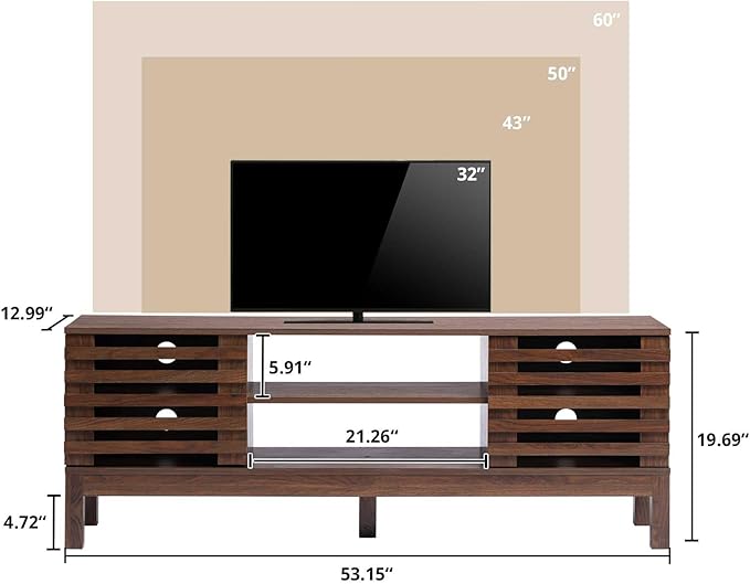 HollyHOME Wood TV Stand for TVs up to 65", Mid Century TV Stand - Image 3