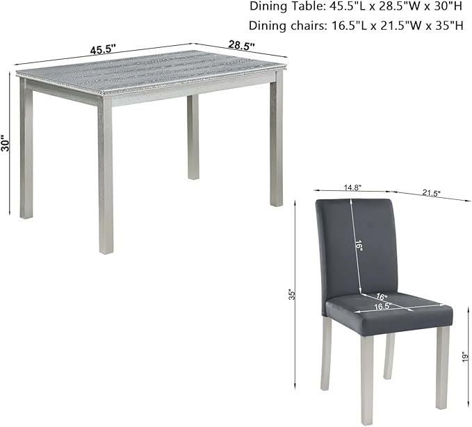 Dining Table Set for 4, 5-Piece Dining Room Table Set - Image 4