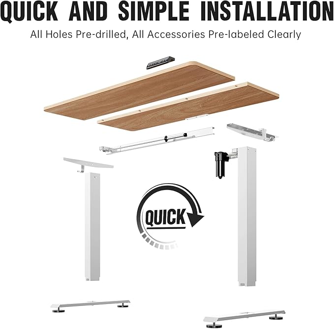 Veken 47.2 Inch Electric Standing Desk, Height Adjustable Sit Stand Up - Image 6