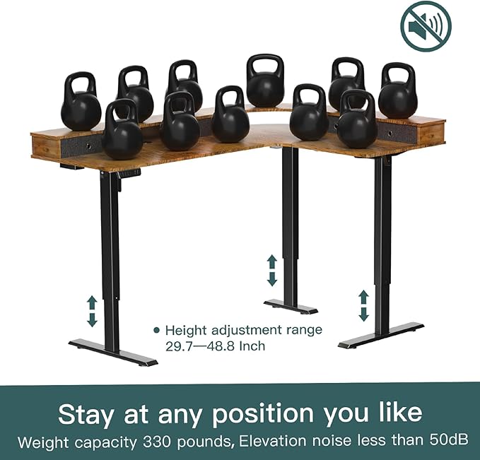 L-Shaped Electric Height Adjustable Desk, 67-inch Reinforced Motor Office Desk - Image 7