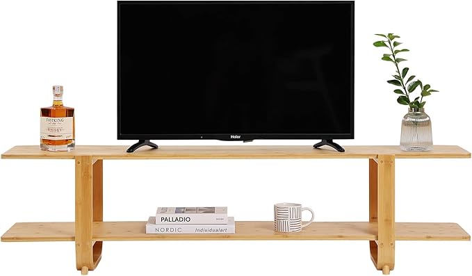 Tiita Bamboo TV Stand for 55 Inch TV, Entertainment Center - Image 3