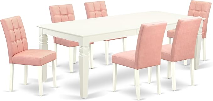 East West Furniture LGAS7-LWH-42 7 Piece Dining Table Set Consists A Wooden by EastWestFurniture