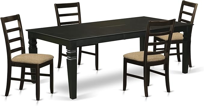 East West Furniture LGPF5-BLK-C 5 Piece Kitchen Table Set Includes a Rectangle by EastWestFurniture