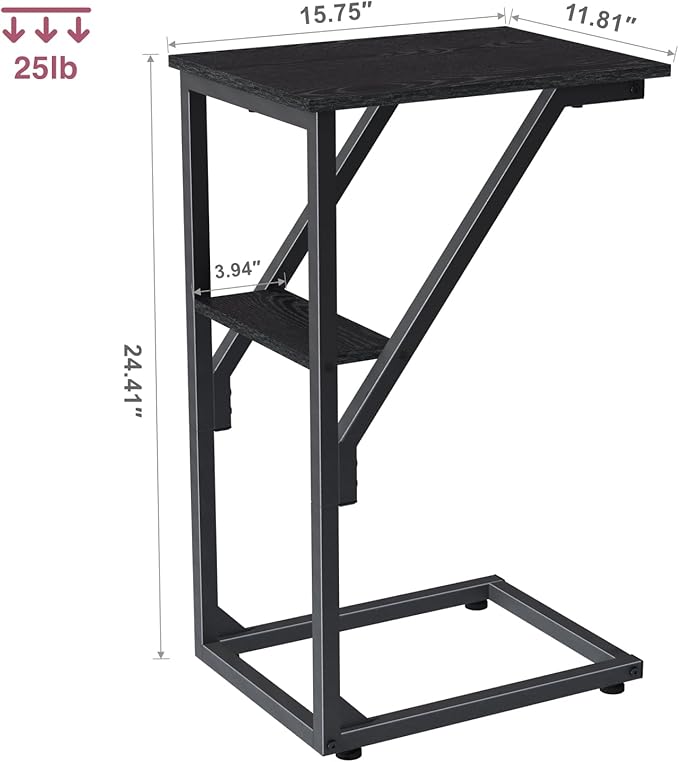 C-Shaped End Table, Small Side Table - Image 3