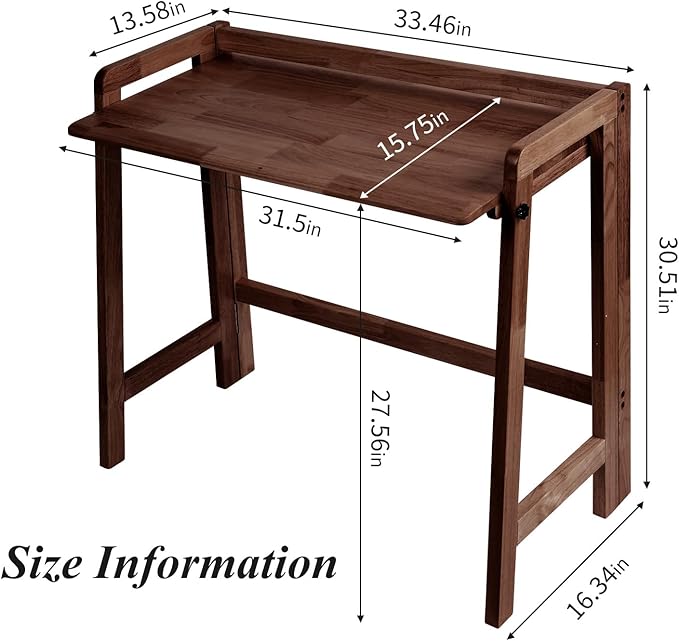 Computer Desk, Foldable Desk, Home Office Desks, Solid Wood Writing Desk - Image 2