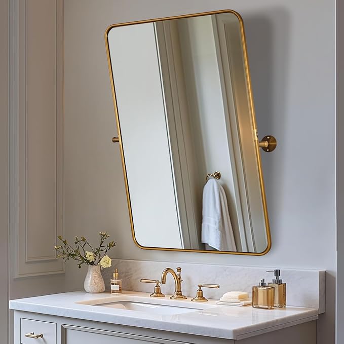 ANDY STAR Gold Pivot Mirror, Farmhouse Rectangle Bathroom Mirror - Image 9