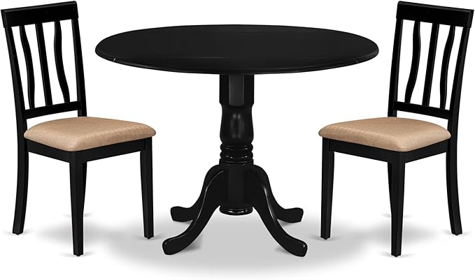 East West Furniture DLAN3-BLK-C 3 Piece Dining Table Set by EastWestFurniture
