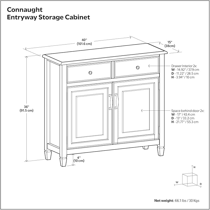 SIMPLIHOME Connaught SOLID WOOD 40 inch Wide Traditional Entryway Storage - Image 10