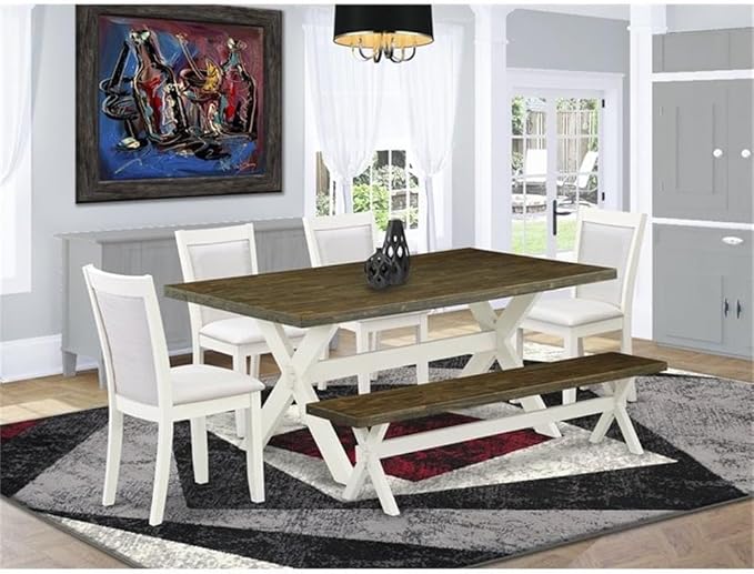 East West Furniture X077MZ001-6 6 Piece Kitchen Table Set Contains a Rectangle - Image 2