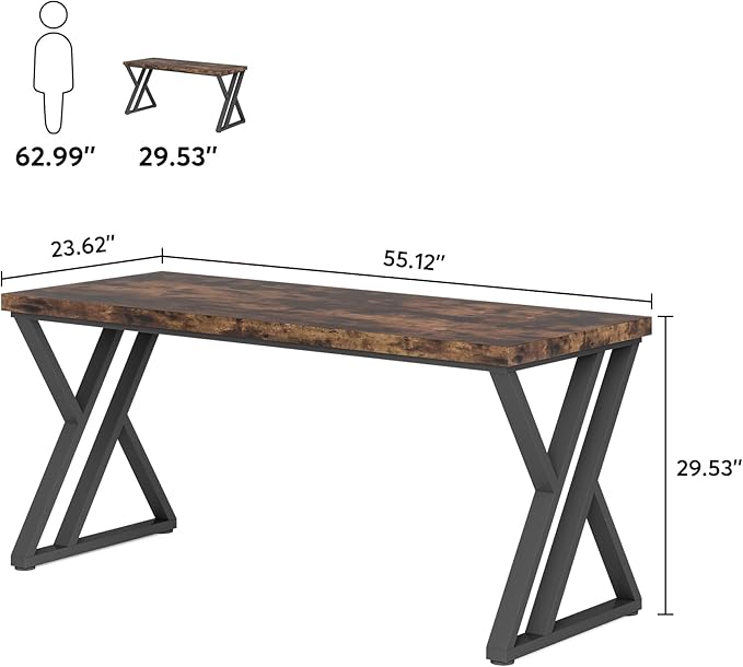 Tribesigns Writing Computer Desk, 55 inch Heavy Duty Study Desk - Image 2
