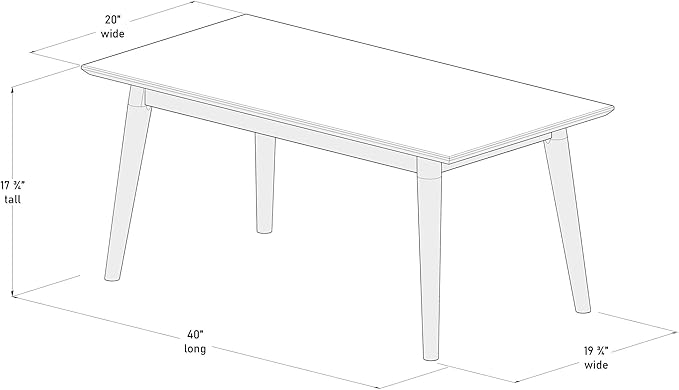 Plank+Beam 40 Inch Mid Century Modern Coffee Table, Wood Coffee Tables - Image 2