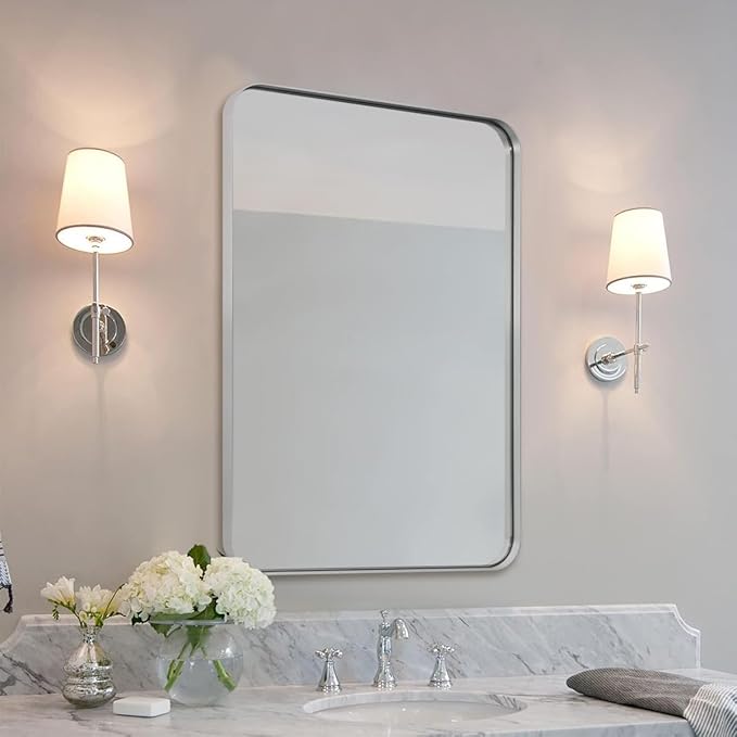 ANDY STAR Chrome Mirror for Bathroom, 30x36 Metal Frame Wall Mirror - Image 6
