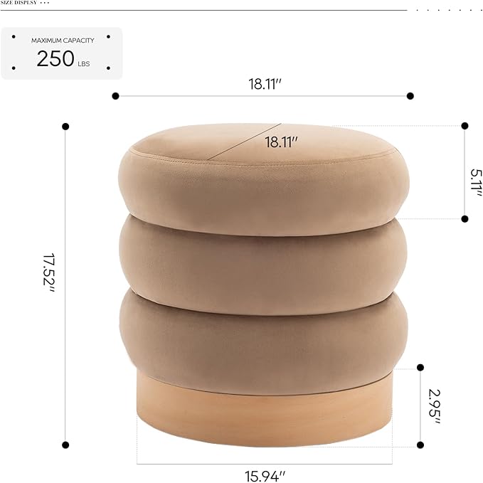 COLAMY Velvet Ottoman Footstool, Tufted Modern Foot Rest Stool - Image 2