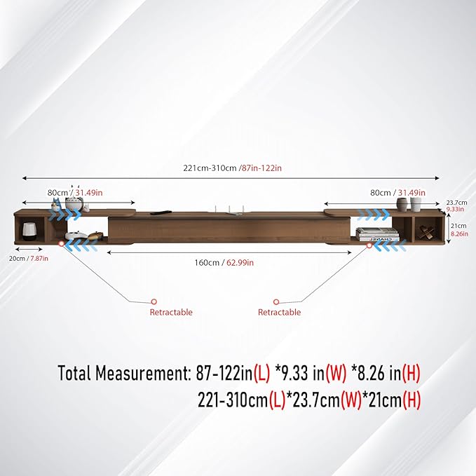 Pmnianhua Retractable Length Floating TV Stand, Minimalist Floating TV Shelf - Image 6