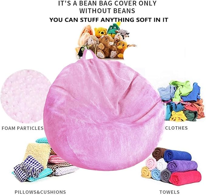 Kisoy Bean Bag Chair Cover Stuffed Animal Storage Bean Bag Cover Pets Dogs/Cats - Image 5